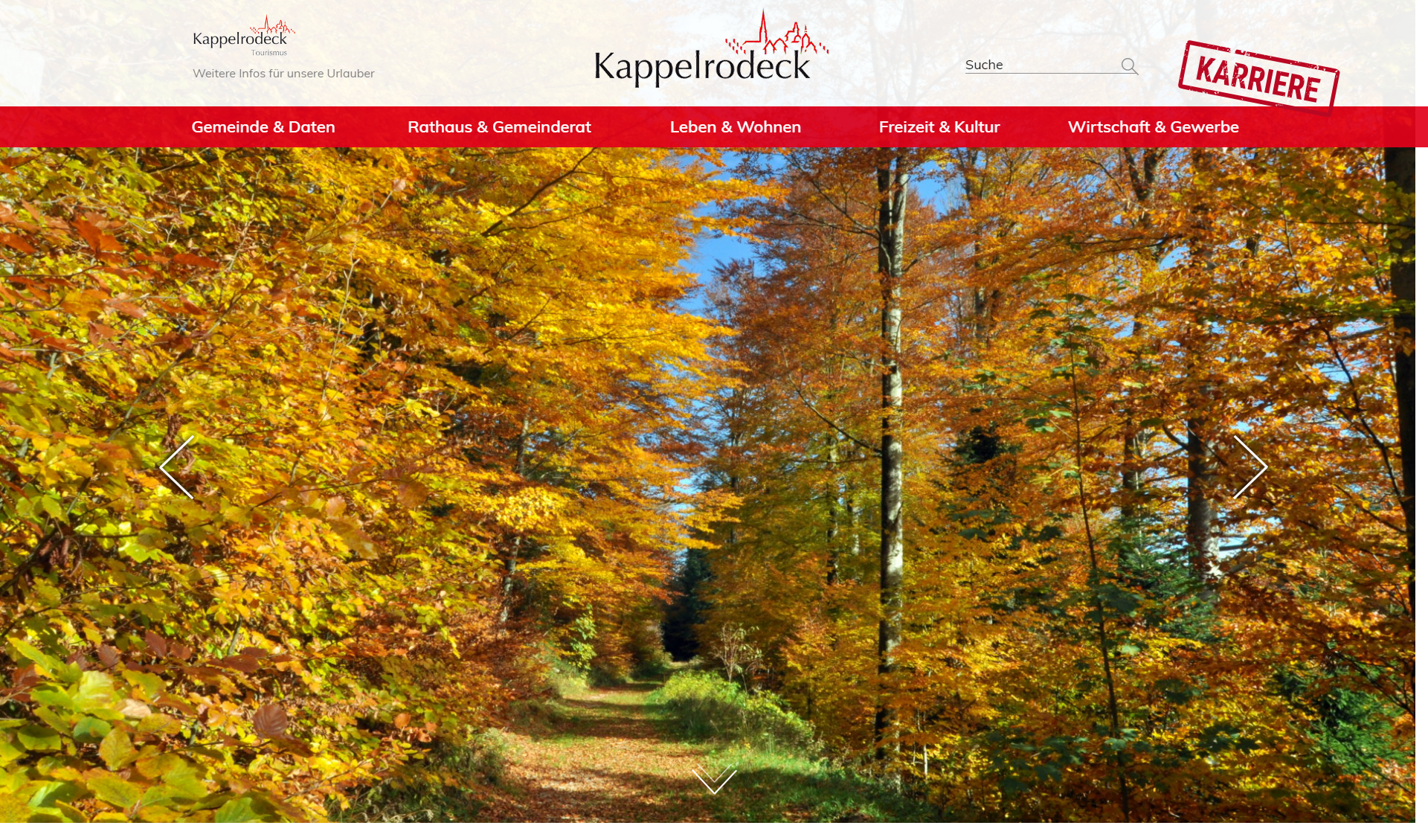 Startseite von der Homepage