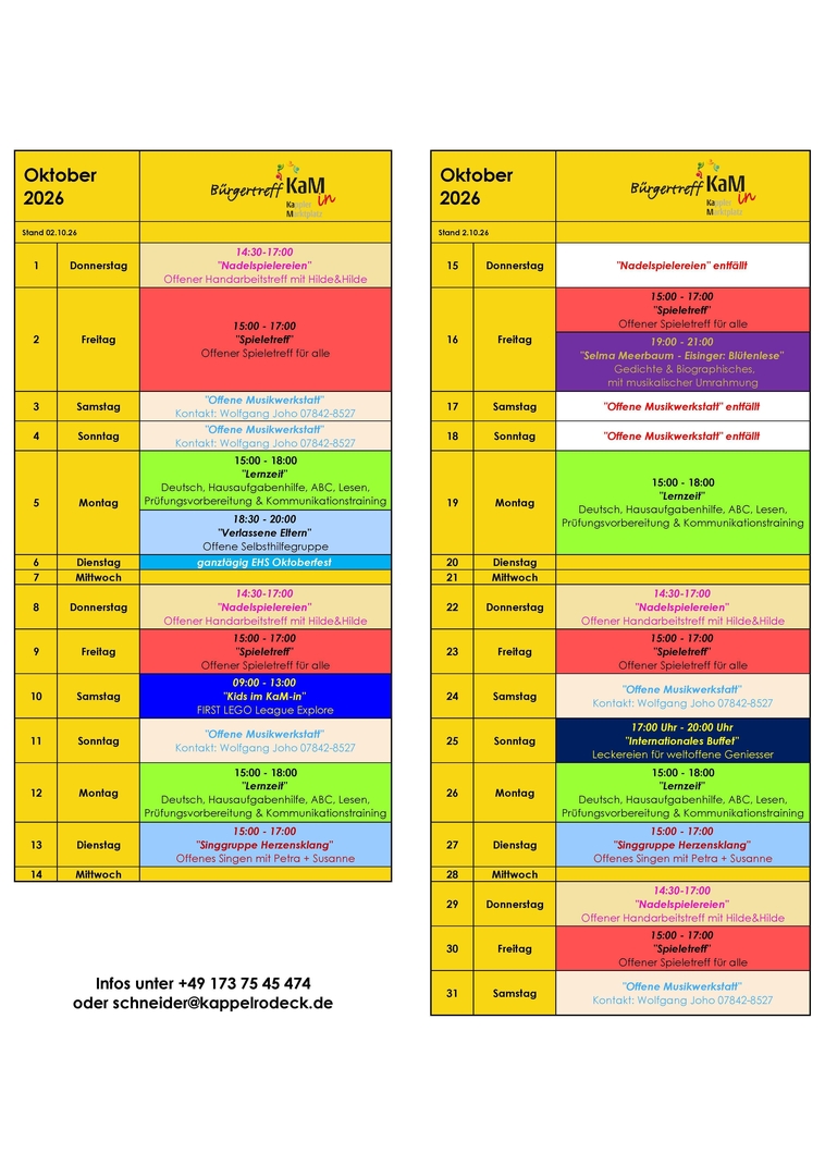Plan Bürgertreff Oktober
